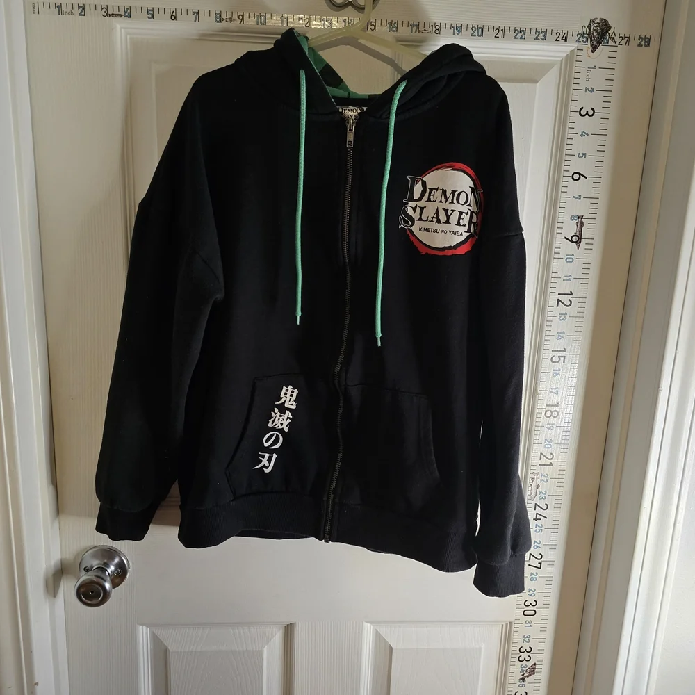 Demon Slayer Black Graphic Hoodie - Anime Character Panels - Picture 2 of 3
